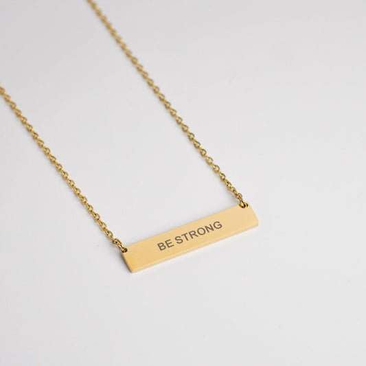 Be Strong Non - Tarnish Gold - Plated Stainless Steel ID Necklace - MyMantra