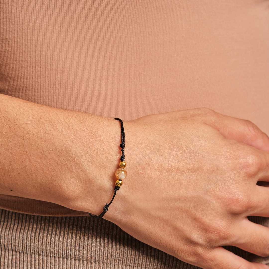 Black String Bracelet - Citrine - MyMantra