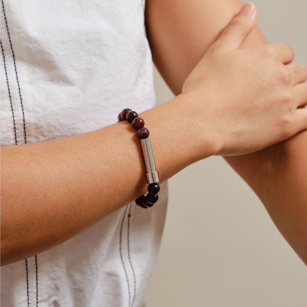 Cherry Quartz Beads with Intention Capsule Bracelet - MyMantra