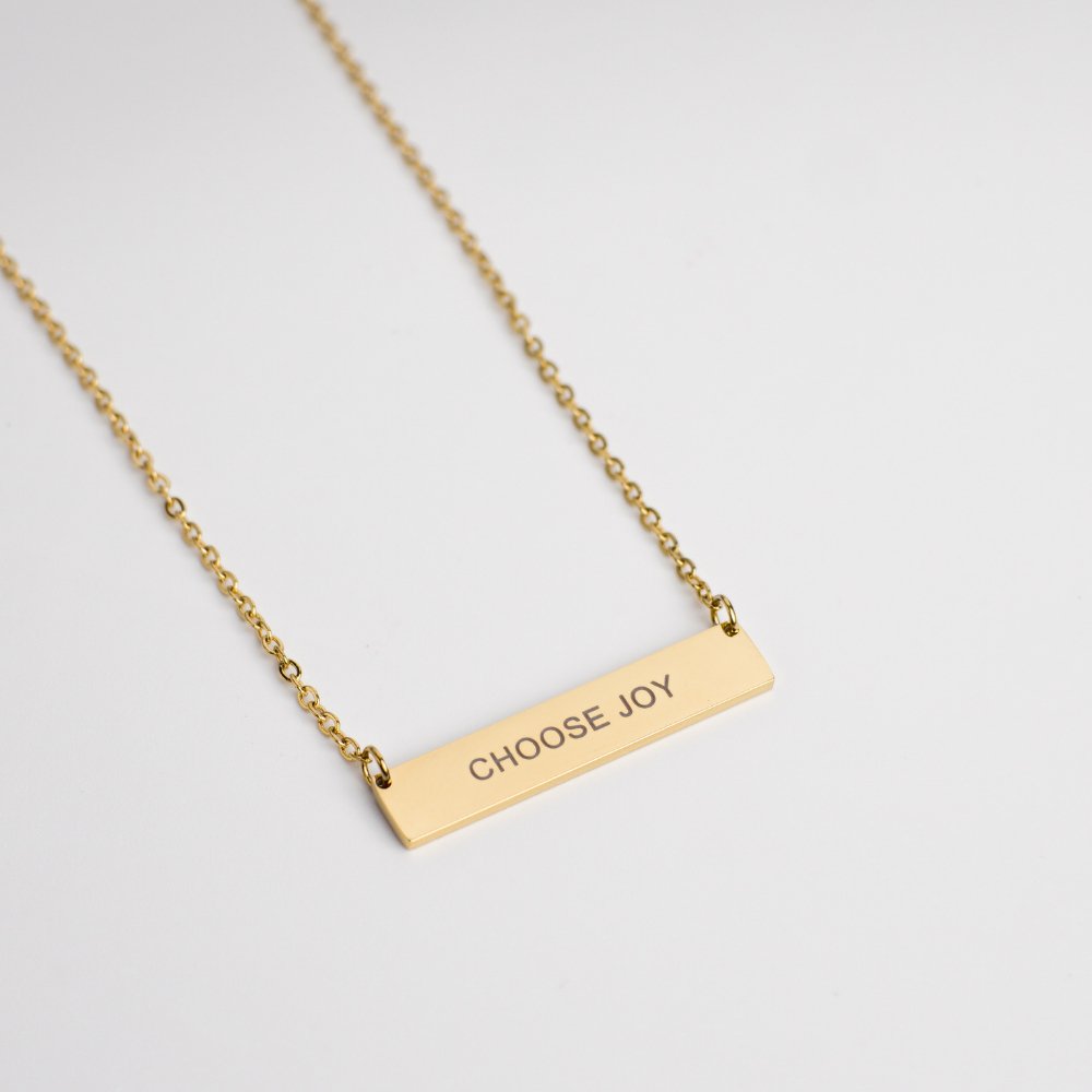 Choose Joy Non - Tarnish Gold - Plated Stainless Steel ID Necklace - MyMantra