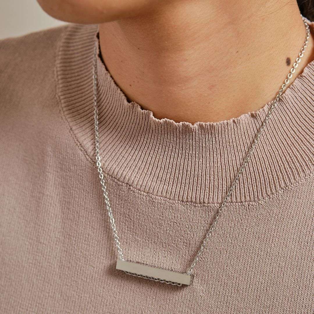 Custom Horizontal Bar Stainless Steel Necklace - MyMantra