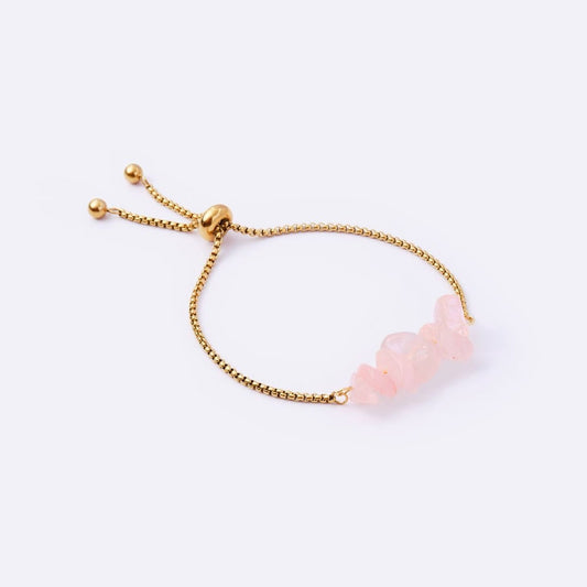 Freedom Stainless Steel Adjustable Bracelet - Rose Quartz - MyMantra