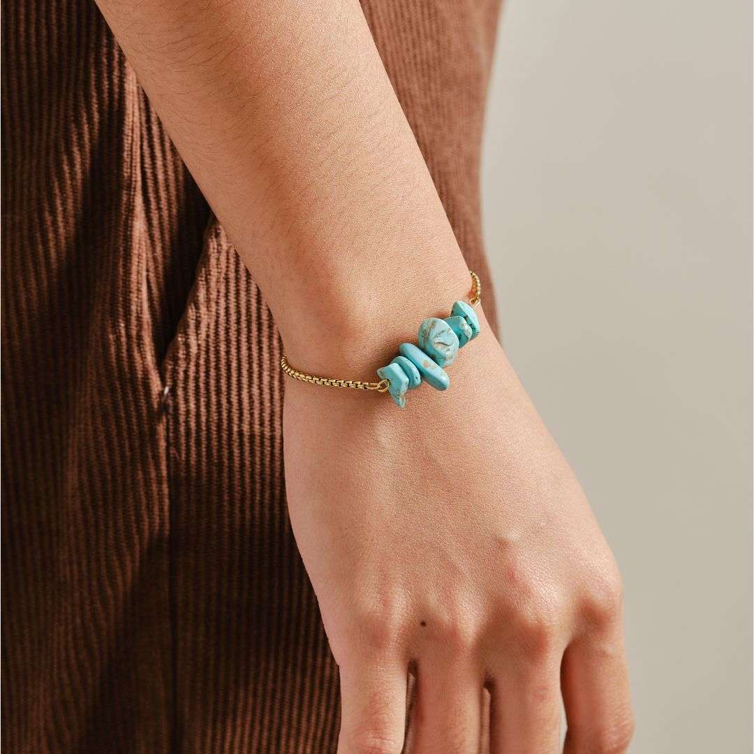 Freedom Stainless Steel Adjustable Bracelet - Turquoise - MyMantra