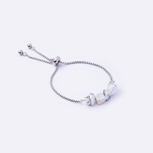 Freedom Stainless Steel Adjustable Bracelet - White Howlite - MyMantra