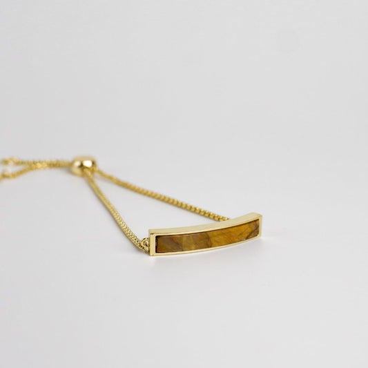 Harmony Bar Stone Adjustable Bracelet - Yellow Tiger Eye - MyMantra