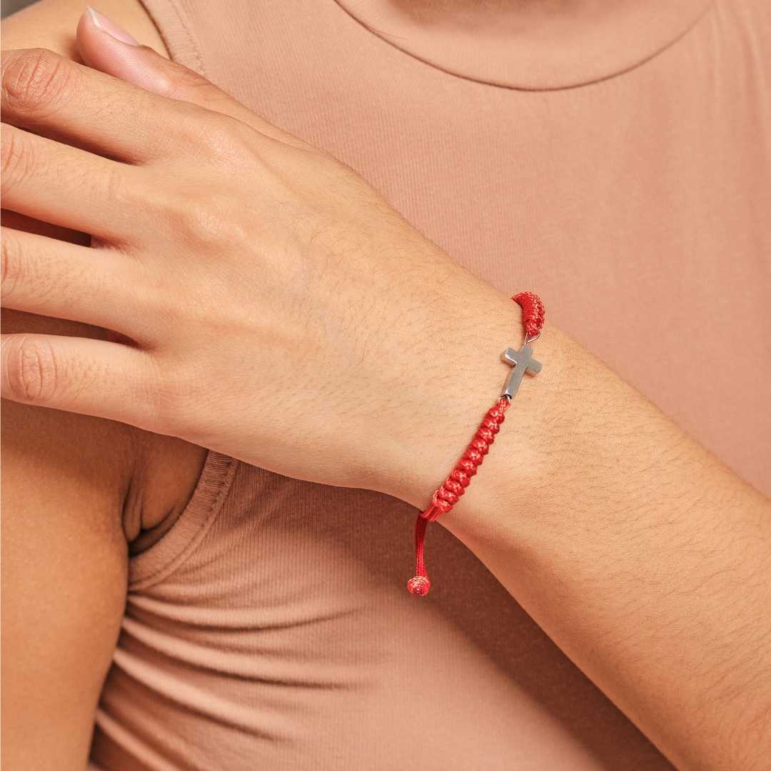 Have Faith Cross Charm with Adjustable Red String Bracelet - MyMantra