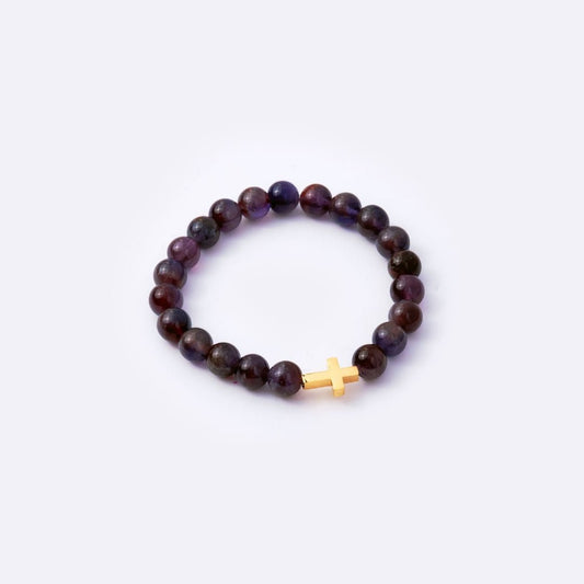 Have Faith Cross Charm with Amethyst Beads Bracelet - MyMantra