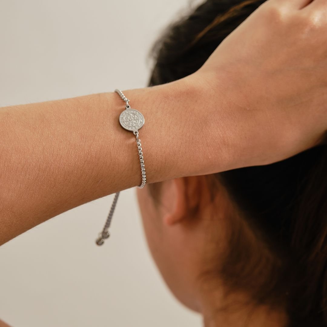 Have Faith St. Benedict Charm with Adjustable Stainless Steel Bracelet - MyMantra
