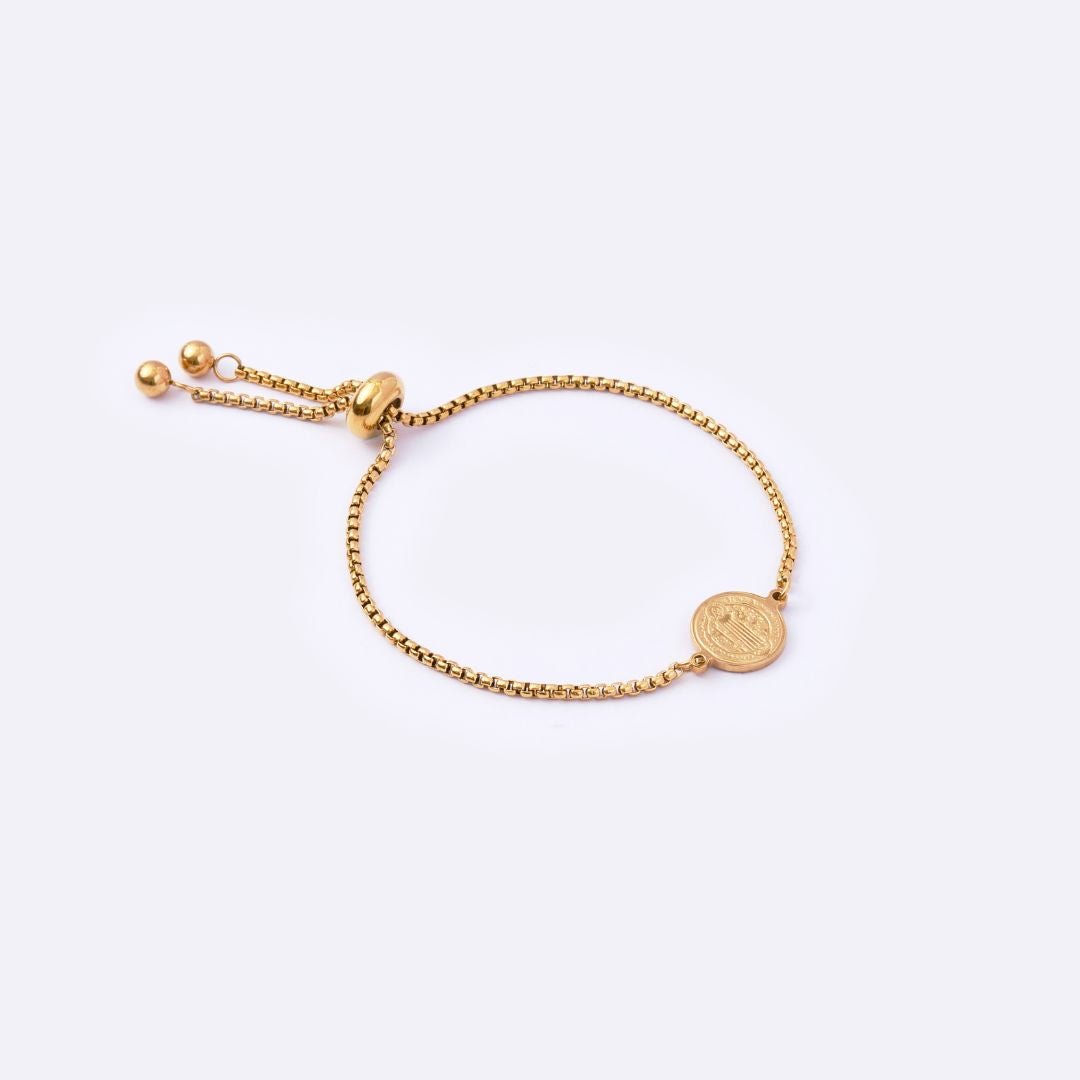 Have Faith St. Benedict Charm with Adjustable Stainless Steel Bracelet - MyMantra