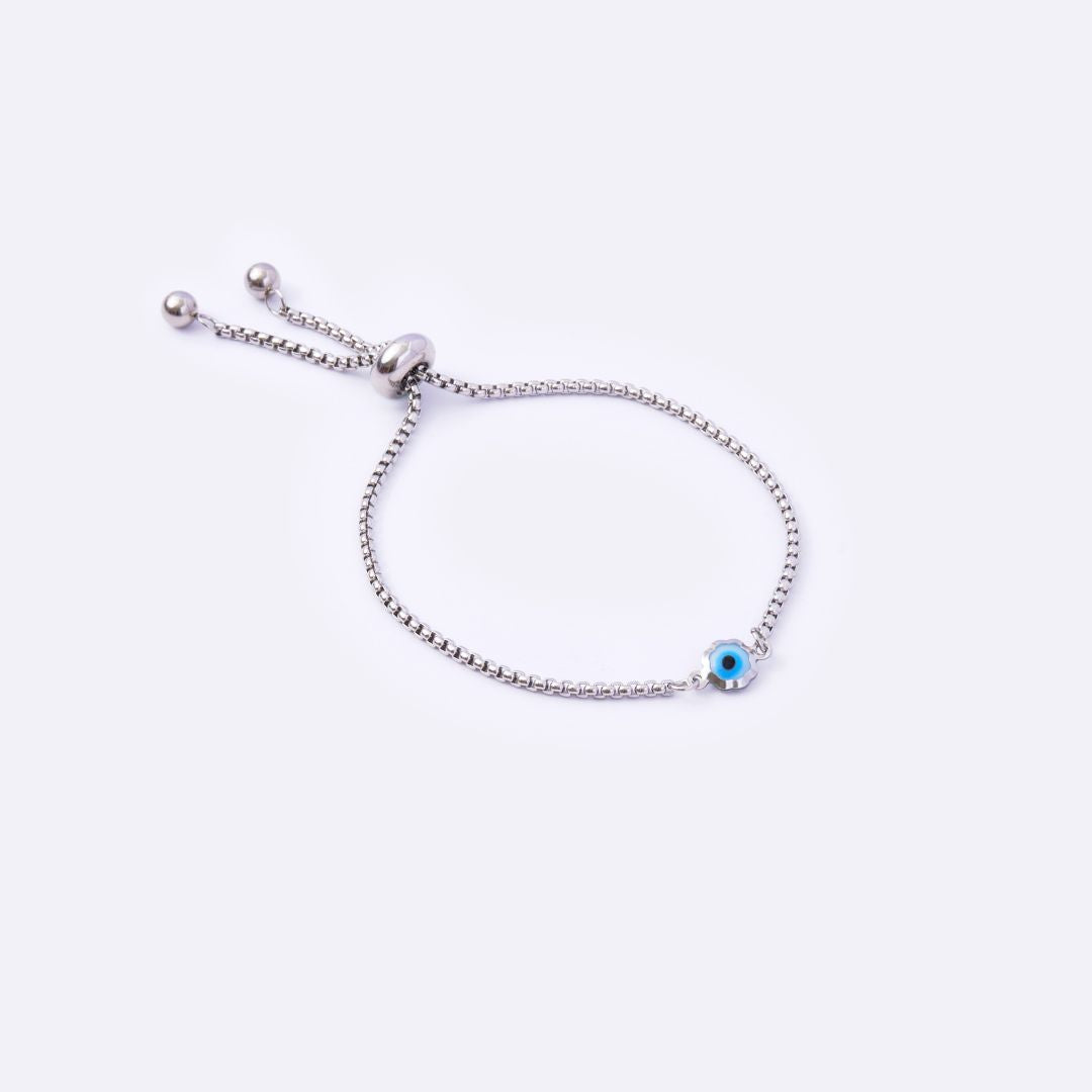 Evil Eye with Stainless Steel Adjustable Bracelet