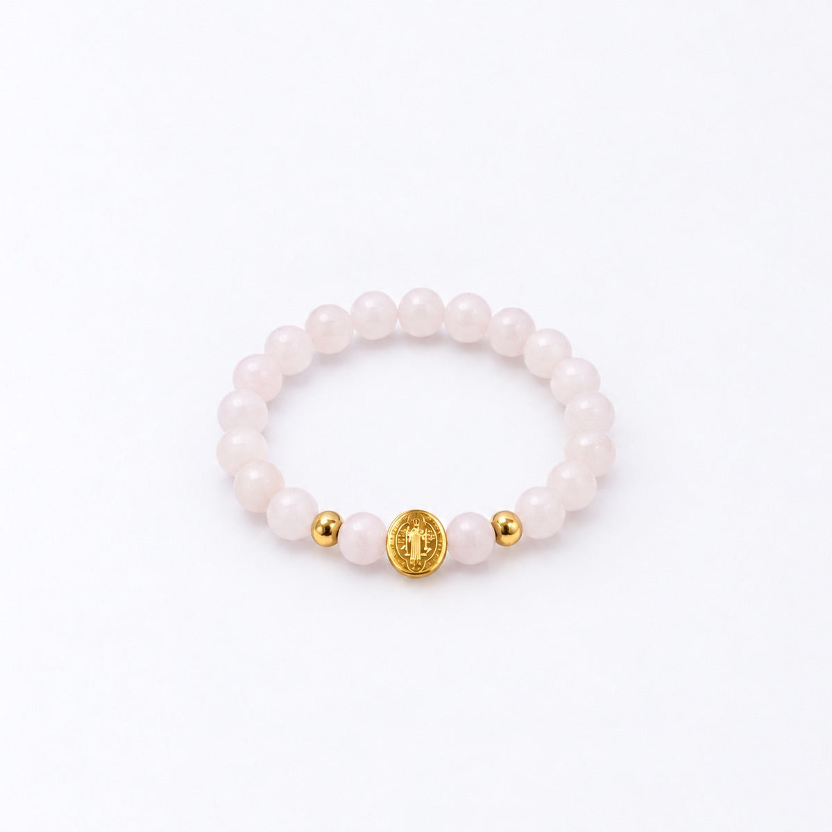 Have Faith St Benedict Beads Bracelet - Rose Quartz