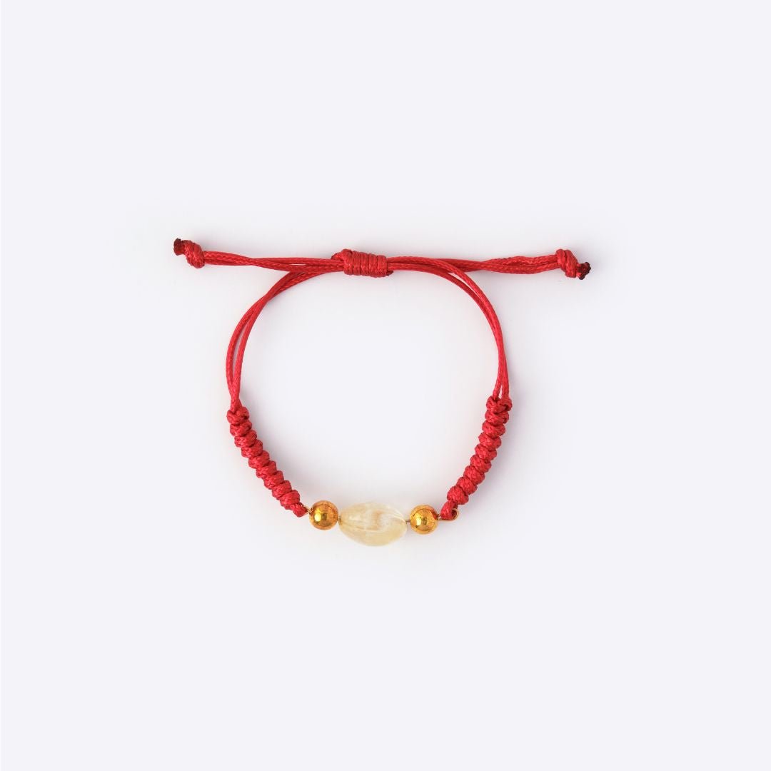 Natural Stone Red String Bracelet - Citrine - MyMantra