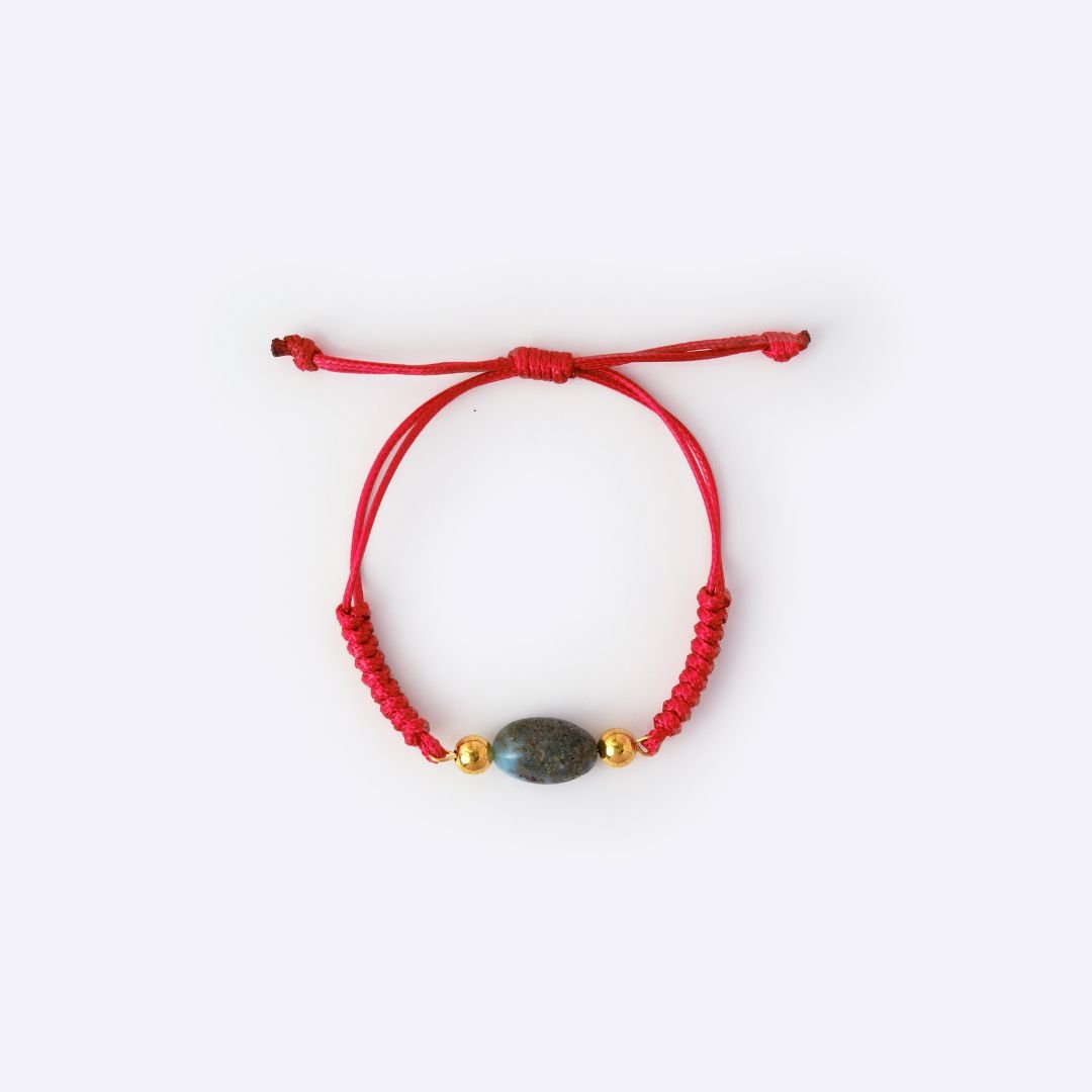Natural Stone Red String Bracelet - Larimar - MyMantra