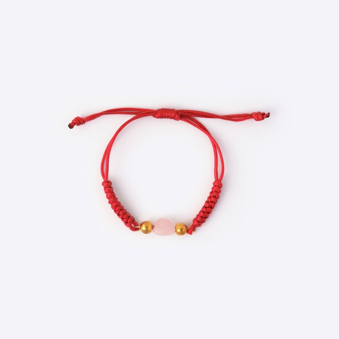 Natural Stone Red String Bracelet - Rose Quartz - MyMantra