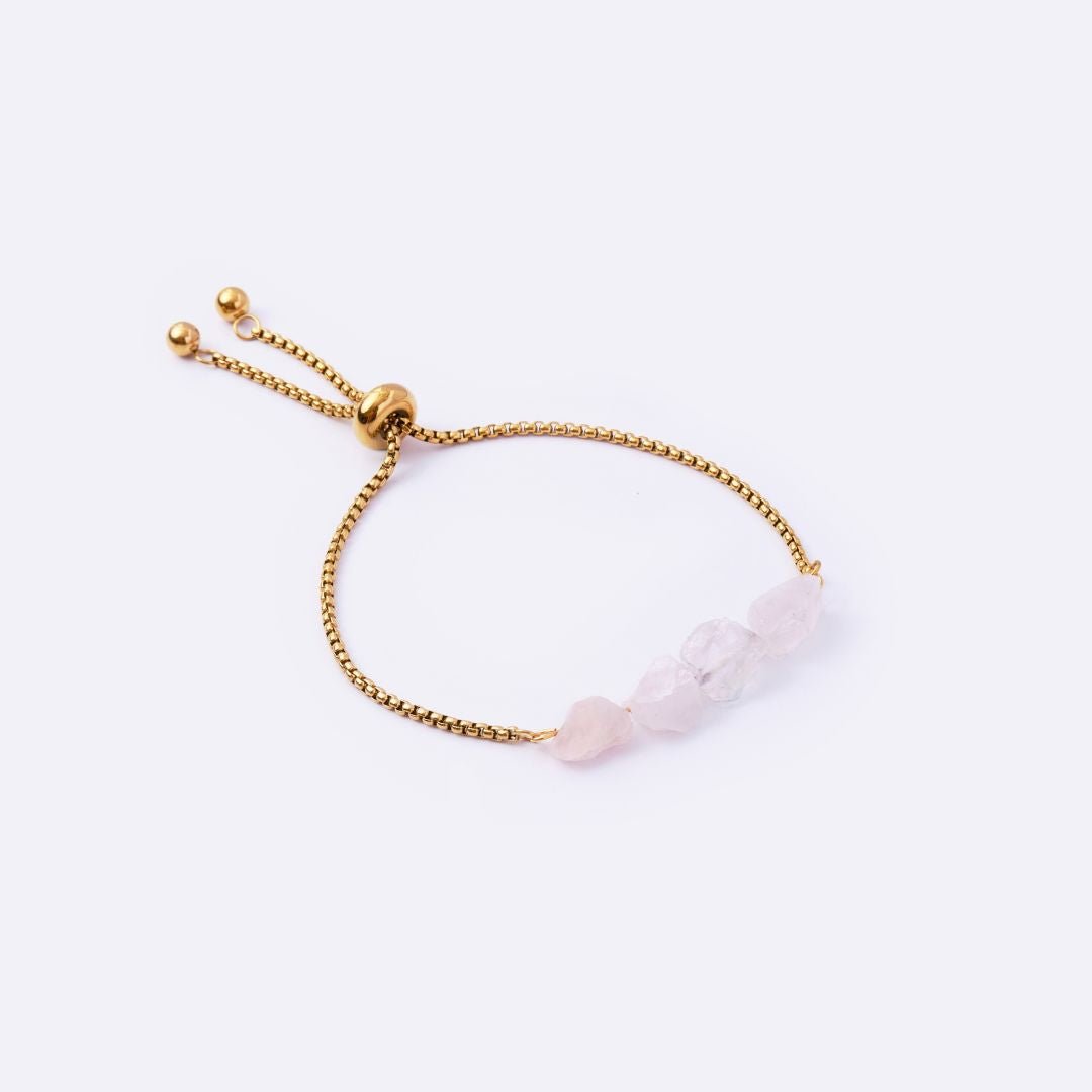 Purity Stainless Steel Adjustable Bracelet - Rose Quartz - MyMantra