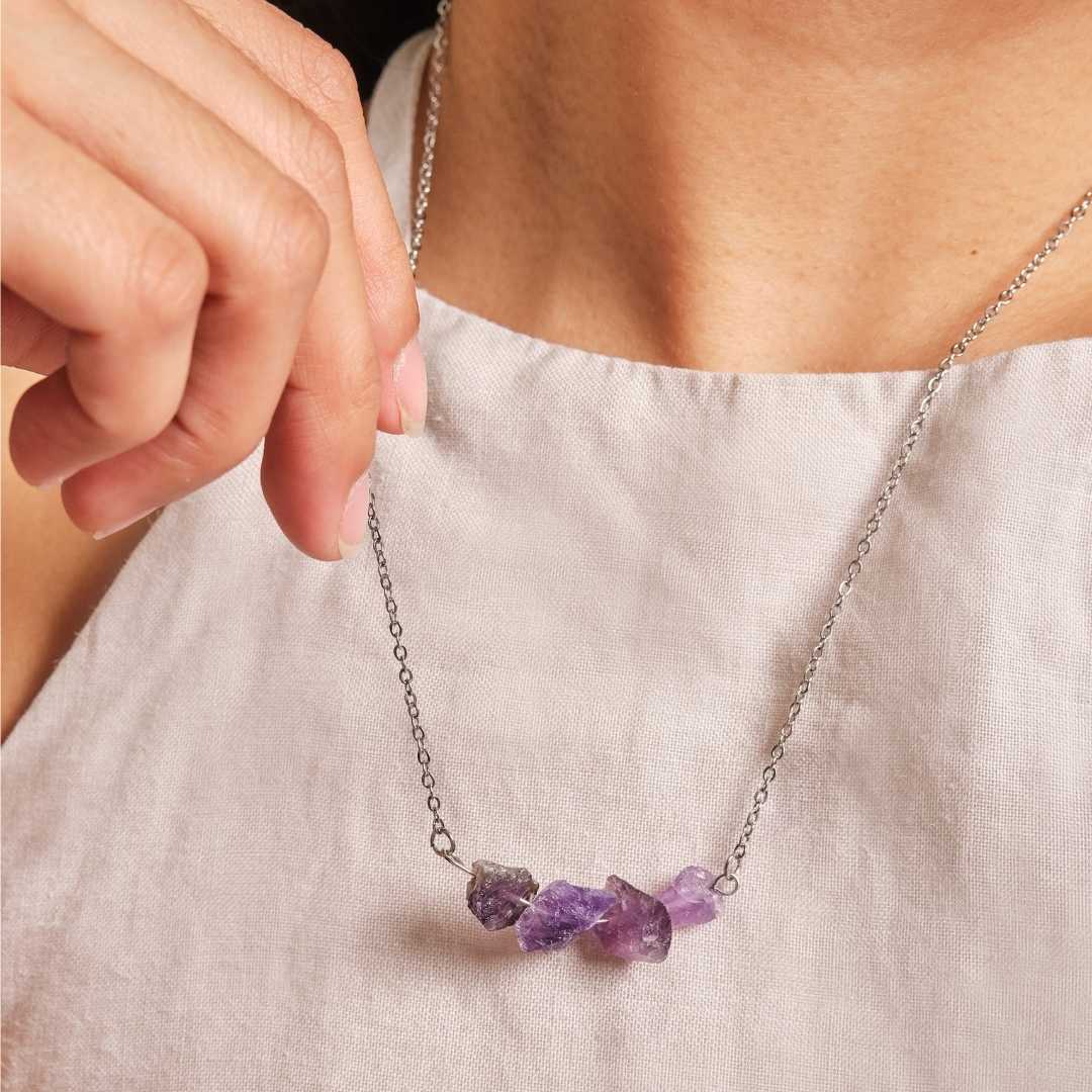 Purity Stainless Steel Necklace - Amethyst - MyMantra