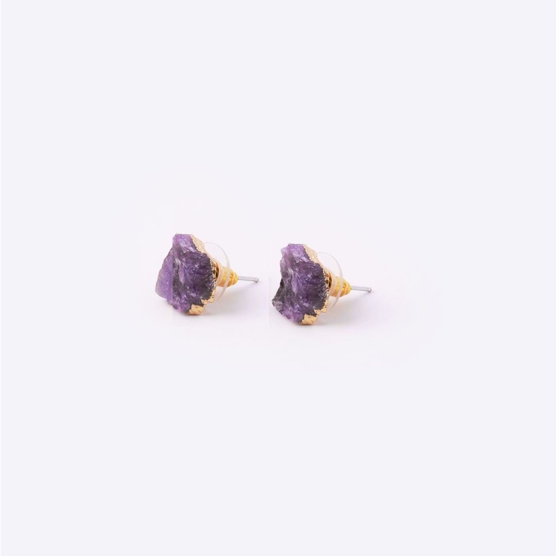 Raw Stone Earrings - Amethyst - MyMantra