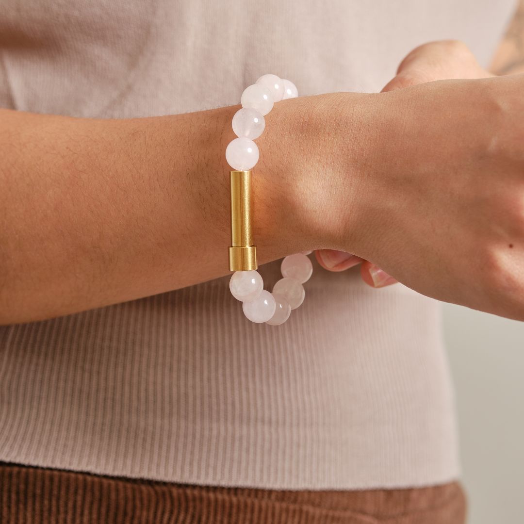 Rose Quartz Beads with Intention Capsule Bracelet - MyMantra