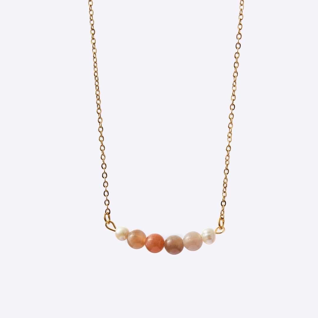 Serenity Stainless Steel Necklace - Moonstone with Freshwater Pearl - MyMantra