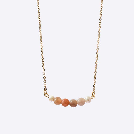 Serenity Stainless Steel Necklace - Moonstone with Freshwater Pearl - MyMantra