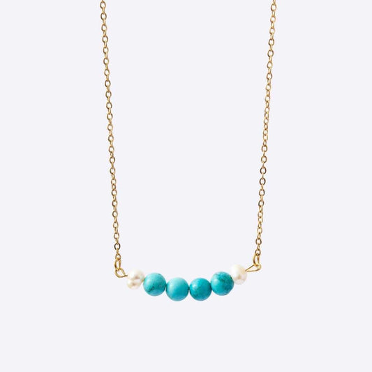 Serenity Stainless Steel Necklace - Turquoise with Freshwater Pearl - MyMantra