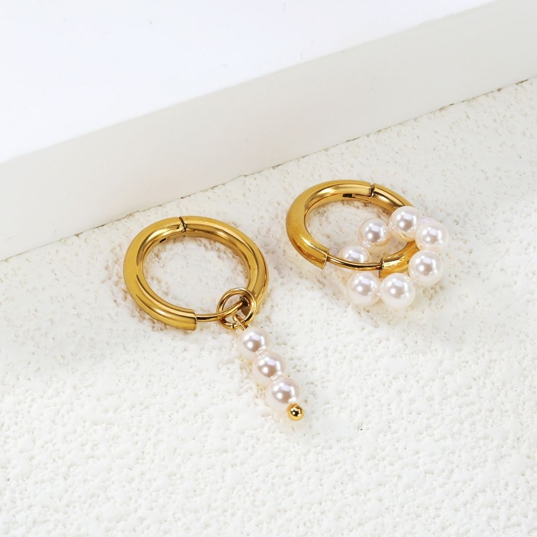 Statement Piece - Pearl Hoop Mismatched Earrings