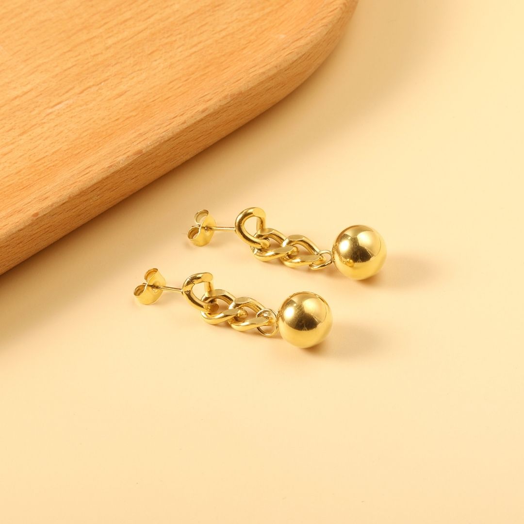 Statement Piece - Chain with Dangling Sphere Earrings