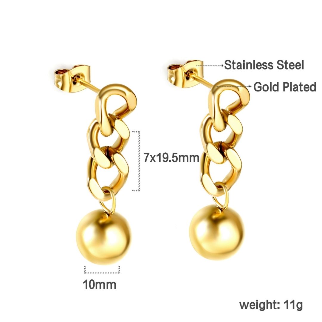 Statement Piece - Chain with Dangling Sphere Earrings