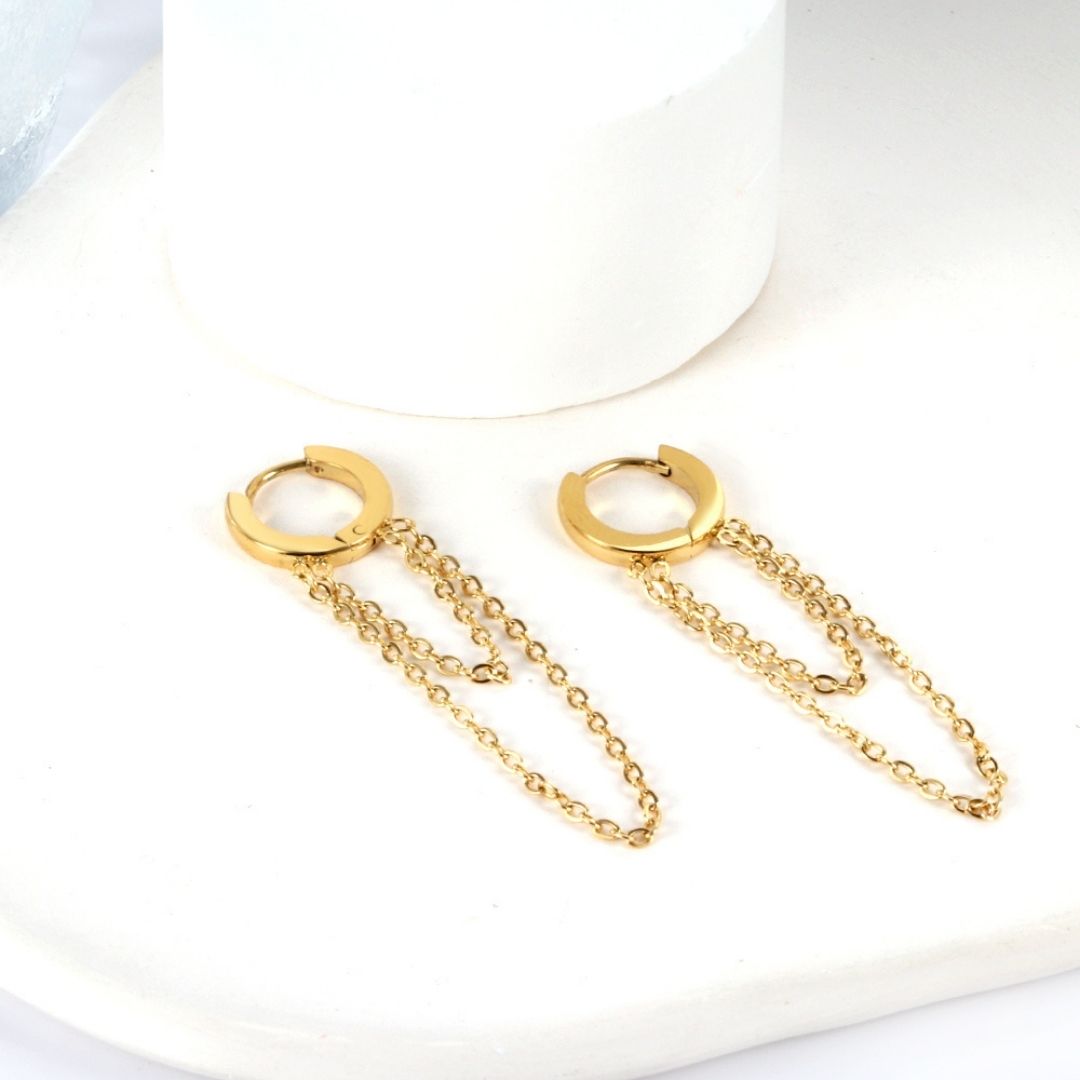 Statement Piece - Double Chain Dangling Earrings