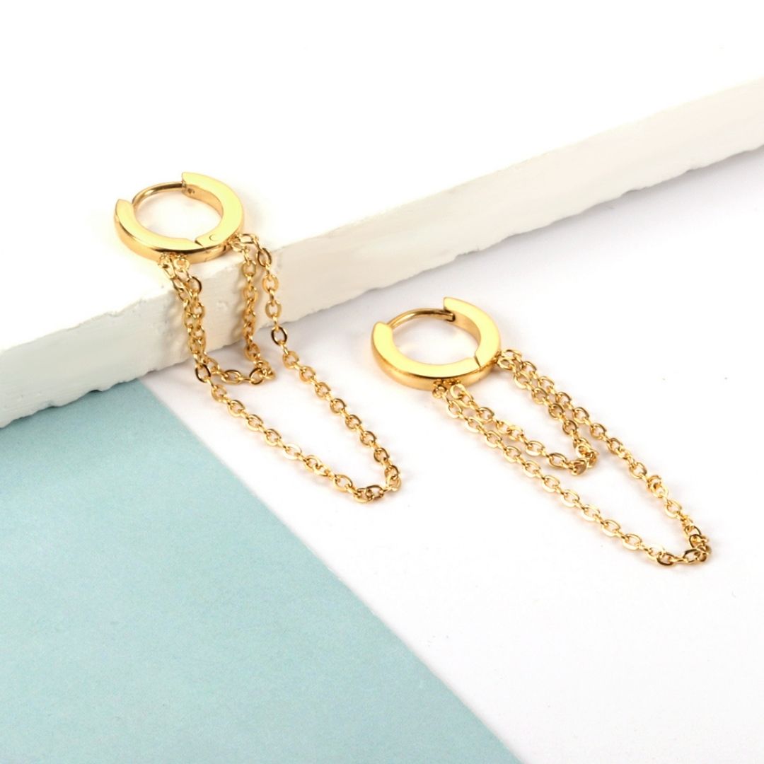 Statement Piece - Double Chain Dangling Earrings