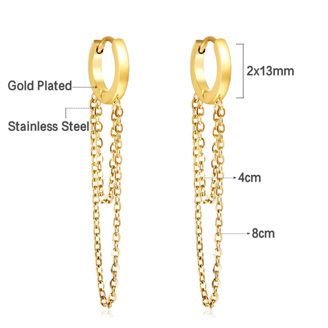 Statement Piece - Double Chain Dangling Earrings