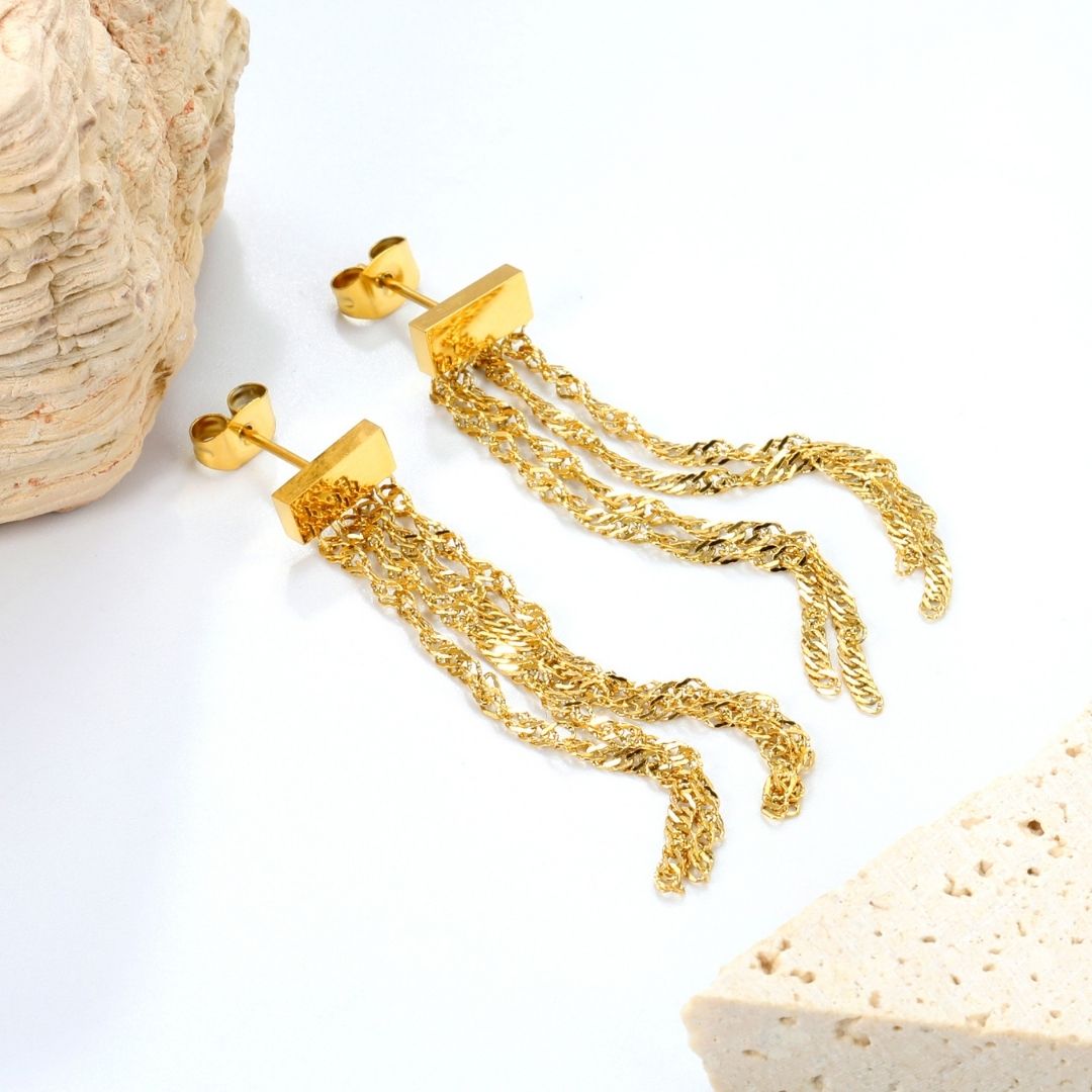 Statement Piece - Gold Tassle Earrings