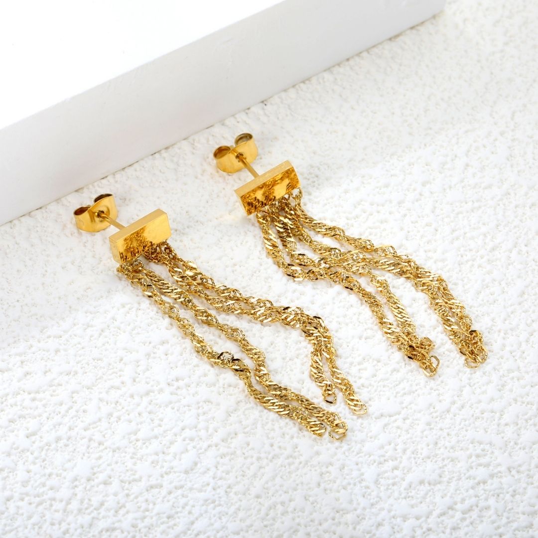 Statement Piece - Gold Tassle Earrings