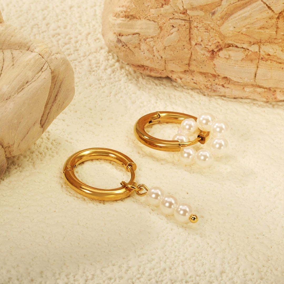 Statement Piece - Pearl Hoop Mismatched Earrings