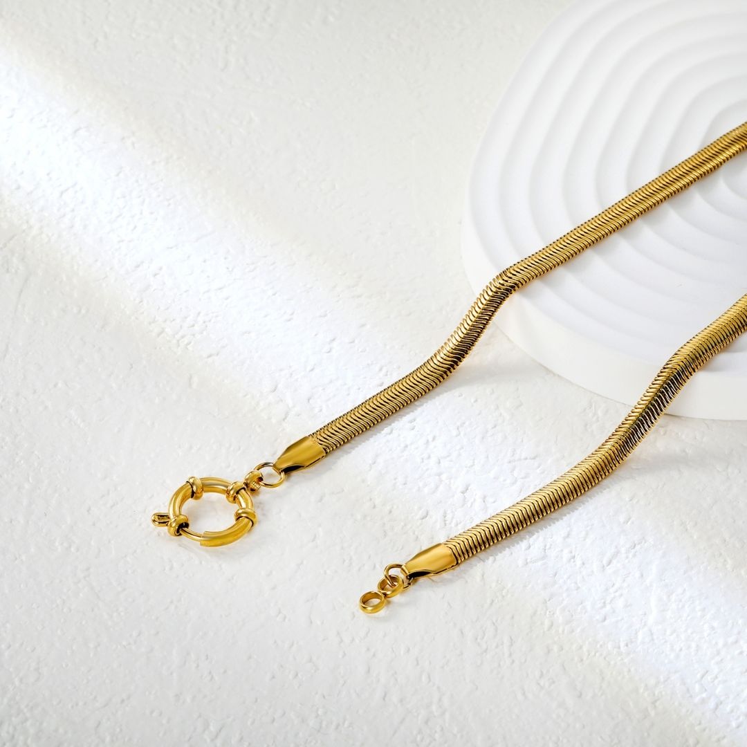 Statement Piece - Snake Chain Necklace with Charm Holder