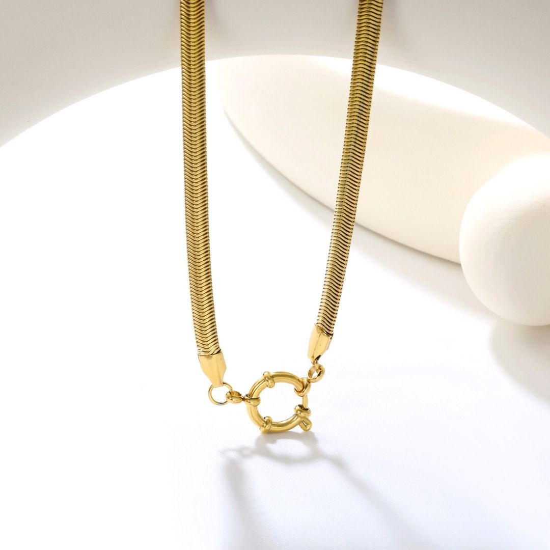 Statement Piece - Snake Chain Necklace with Charm Holder