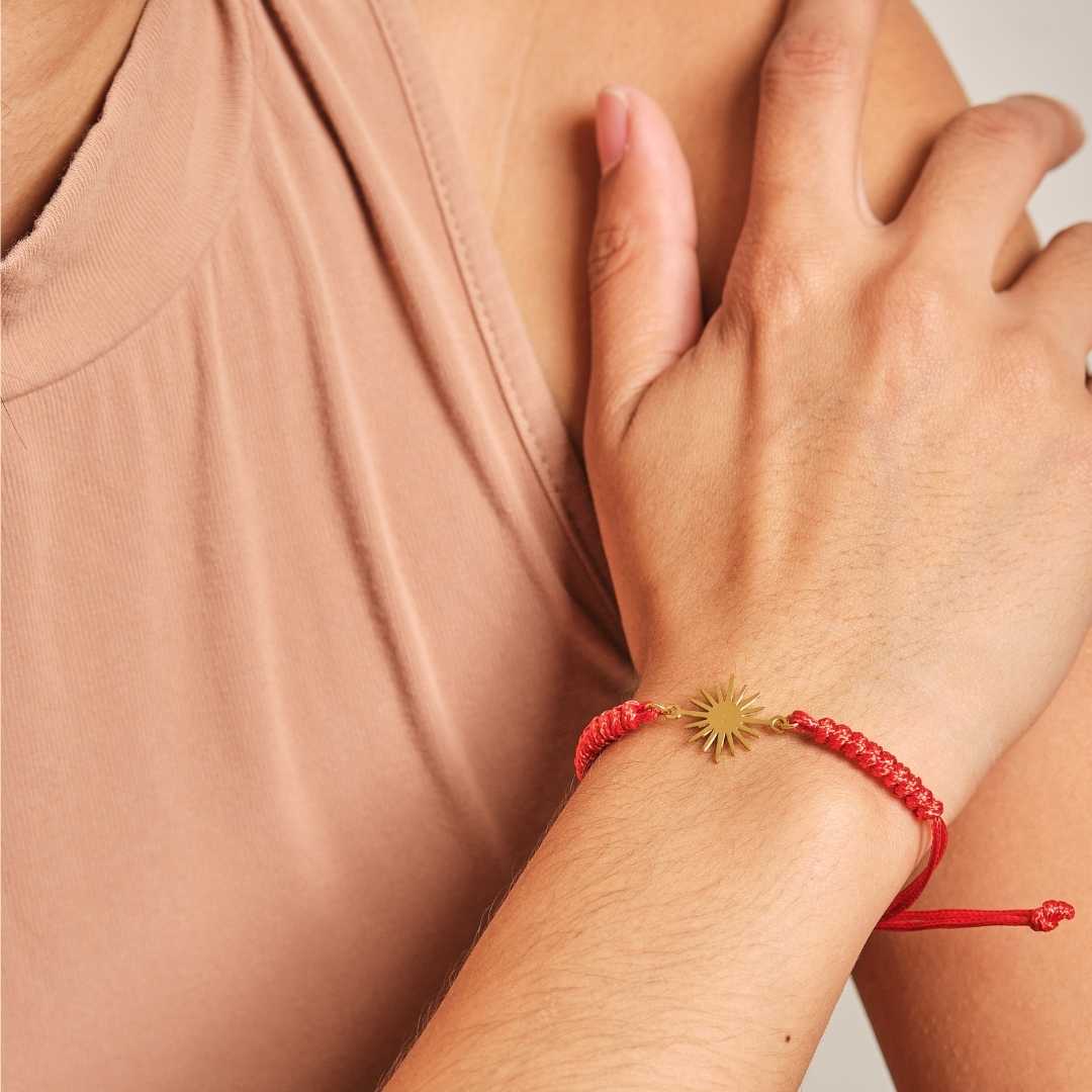 Sunshine with Red String Adjustable Bracelet - MyMantra