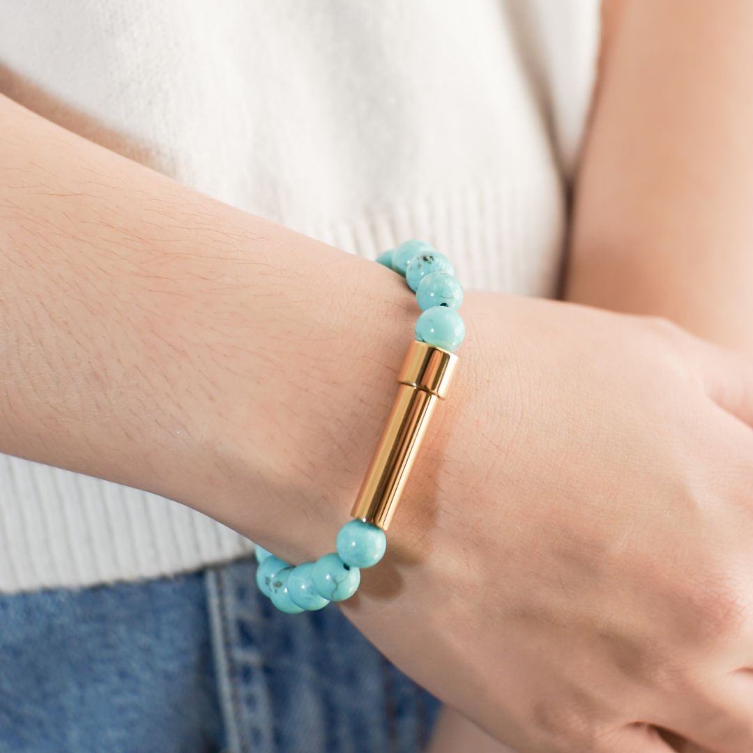 Turquoise Beads with Intention Capsule Bracelet - MyMantra