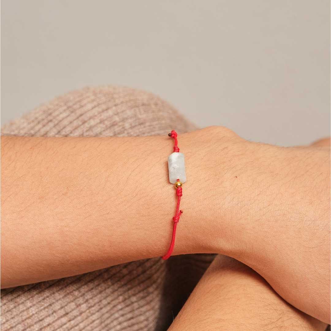 Well - balanced Red String Bracelet - Jade - MyMantra