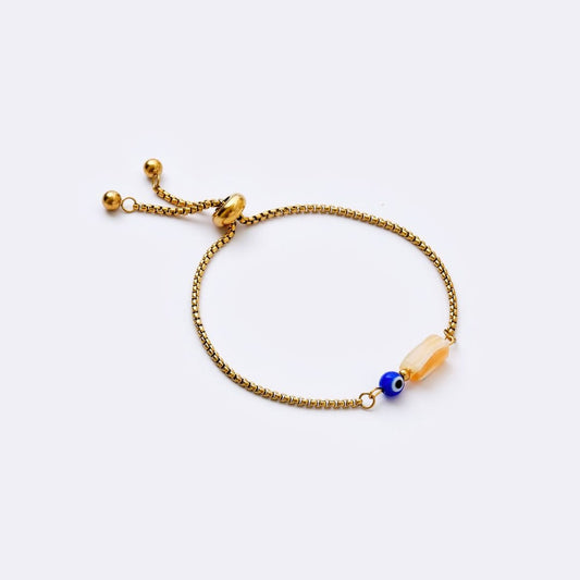 Well - balanced Stainless Steel Bracelet - Carnelian with Evil Eye - MyMantra