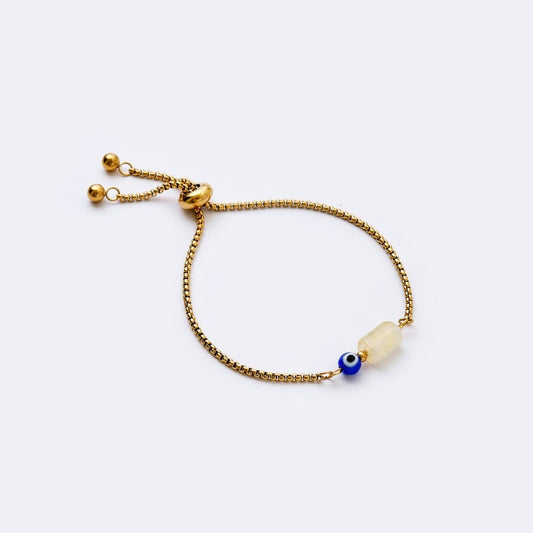 Well - balanced Stainless Steel Bracelet - Citrine with Evil Eye - MyMantra