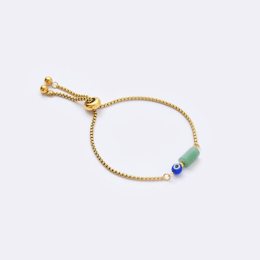 Well - balanced Stainless Steel Bracelet - Jade with Evil Eye - MyMantra