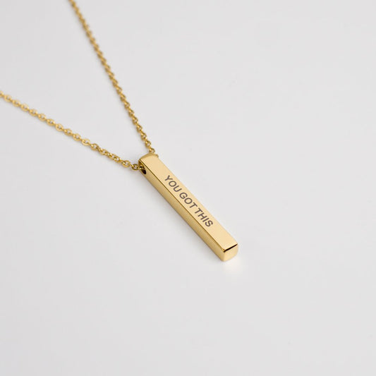 You Got This Non - Tarnish Gold - Plated Stainless Steel Bar Necklace - MyMantra