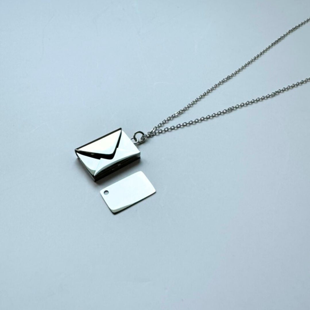 Custom Secret Note Silver Stainless Steel Necklace