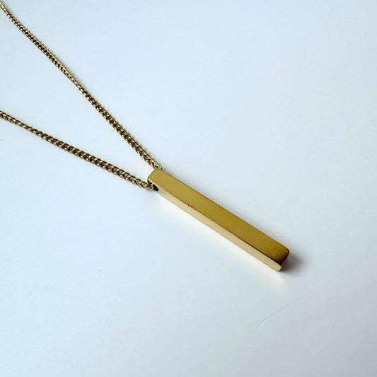 Custom Vertical Bar Gold-Plated Stainless Steel Necklace