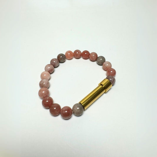 Angelite Sunstone Beads with Intention Capsule Bracelet - MyMantra