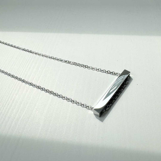 Custom Horizontal Bar Silver Stainless Steel Necklace