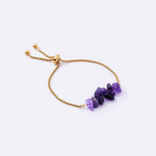 Freedom Stainless Steel Adjustable Bracelet - Amethyst