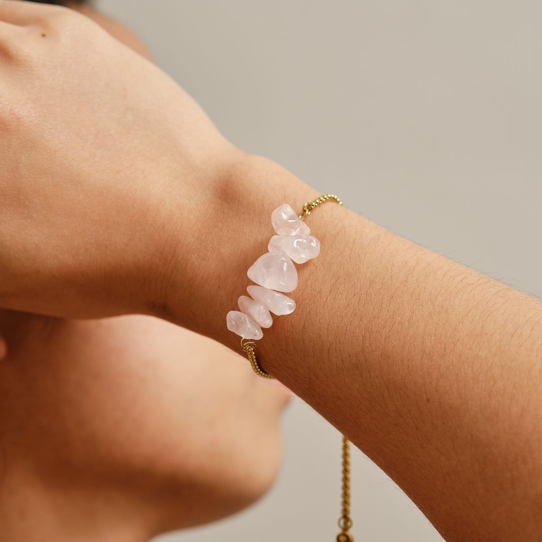 Freedom Stainless Steel Adjustable Bracelet - Rose Quartz