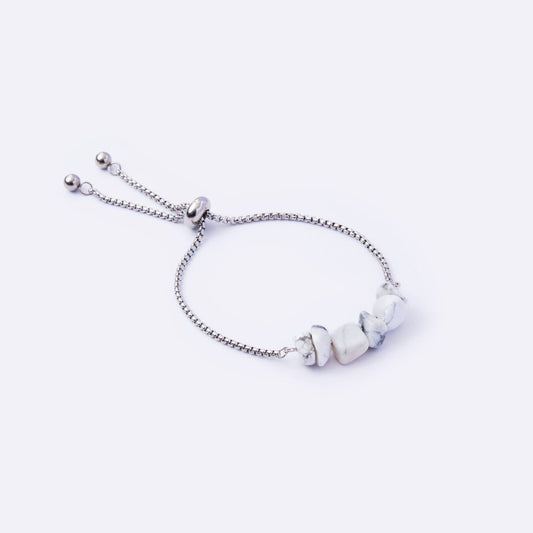 Freedom Stainless Steel Adjustable Bracelet - White Howlite